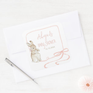 Roze Peter het Konijn Beatrix Potter Baby shower Vierkante Sticker