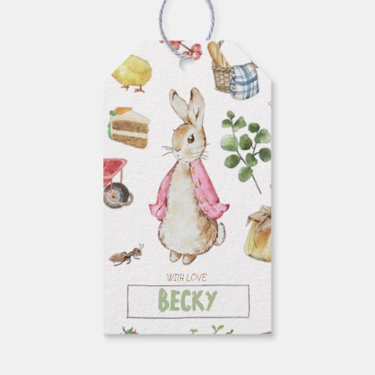 Roze Peter het Konijn Cadeaulabel (Achterkant)