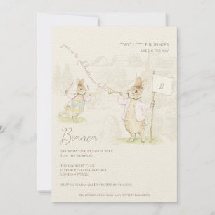 Roze Peter het konijn Een konijnentweeling Baby sh Kaart