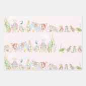 Roze Peter het Konijn Eerste Verjaardag Inpakpapier Vel (Voorkant 3)