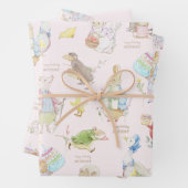 Roze Peter het Konijn Eerste Verjaardag Inpakpapier Vel (In situ)