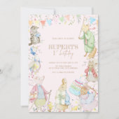 Roze Peter het Konijn Eerste Verjaardag Kaart (Voorkant)