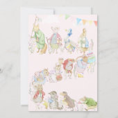 Roze Peter het Konijn Eerste Verjaardag Kaart (Achterkant)