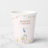 Roze Peter het Konijn Eerste Verjaardag Papieren Bekers (Voorkant)