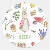 Roze Peter het Konijn Ronde Sticker (Voorkant)