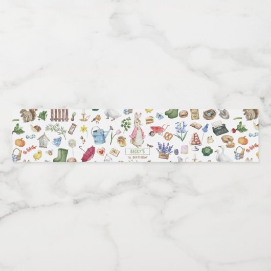 Roze Peter het Konijn Waterfles Etiket (Enkel label)