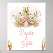 Roze Peter Konijn Baby shower Boeken en geschenken Poster (Voorkant)