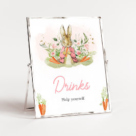 Roze Peter Konijn Baby shower Drinken Poster