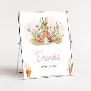 Roze Peter Konijn Baby shower Drinken Poster