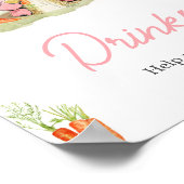 Roze Peter Konijn Baby shower Drinken Poster (Hoek)