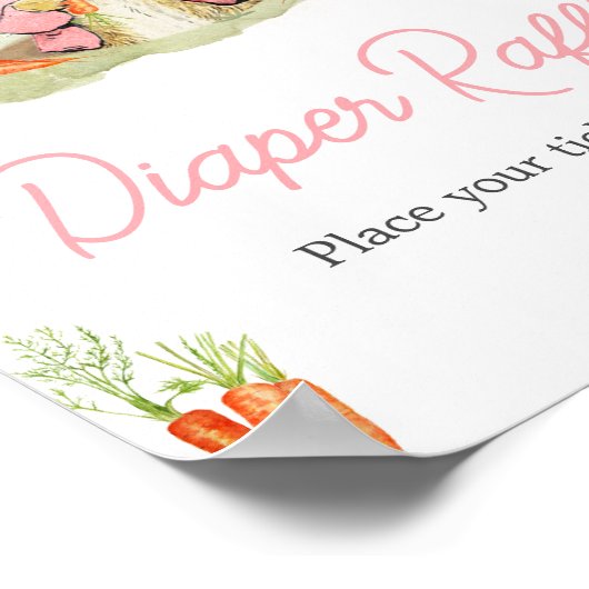 Roze Peter Konijn Baby shower Luier Raffle Poster (Hoek)