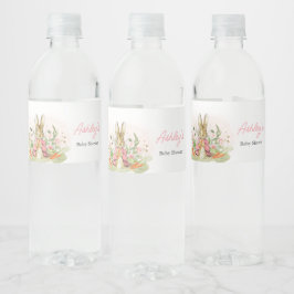 Roze Peter Konijn Baby shower Waterfles Etiket