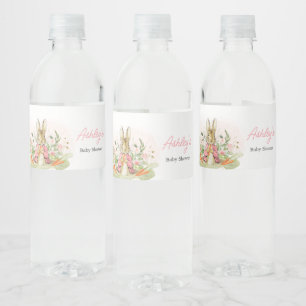 Roze Peter Konijn Baby shower Waterfles Etiket