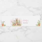 Roze Peter Konijn Baby shower Waterfles Etiket (Enkel label)