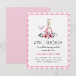 Roze Peter Konijn Uitnodiging baby shower schattig