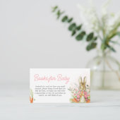 Roze Peter Rabbit Baby shower Boeken voor Baby Informatiekaartje (Staand voorkant)