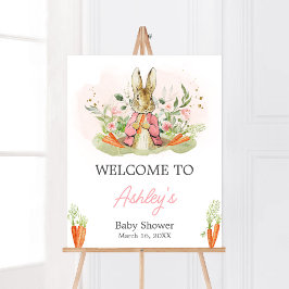 Roze Peter Rabbit Baby shower Welkom Poster