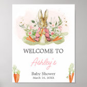 Roze Peter Rabbit Baby shower Welkom Poster (Voorkant)