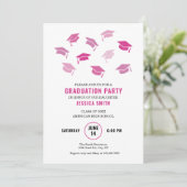 Roze Petten Afstuderen uitnodiging (Staand voorkant)