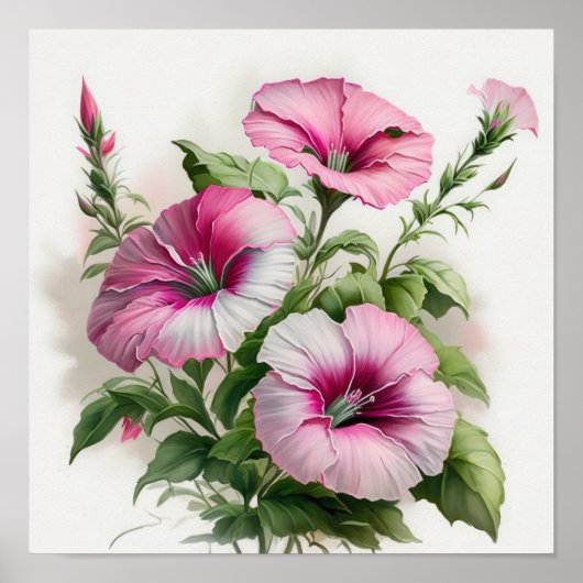 Roze Petunia Bloem Kunstprint Poster (Voorkant)