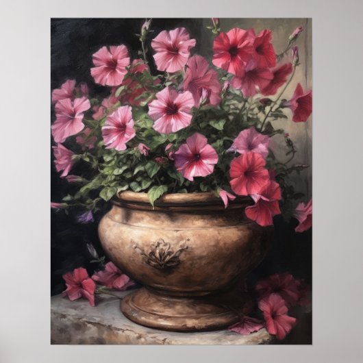 Roze Petunia Bloemen Art Print Poster (Voorkant)