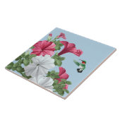 Roze Petunia Flowers en Hummingbird Tegeltje (Zijkant)