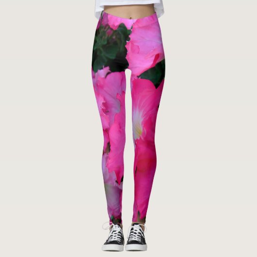 Roze petunia leggings (Voorkant)