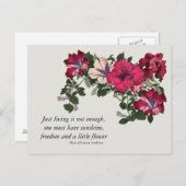 Roze Petunia met Hans C Andersen citaat Briefkaart (Voorkant / Achterkant)