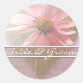 Roze Petunia Op Bruine Linnen Stickers (Voorkant)
