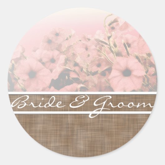 Roze petunia op bruine linnen Stickers (Voorkant)