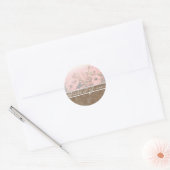 Roze petunia op bruine linnen Stickers (Envelop)