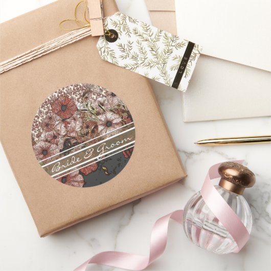 Roze petunia op Damask Stickers (Geschenken)