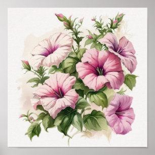 Roze Petunia's Bloem Kunstprint Poster