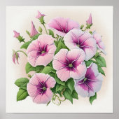 Roze Petunias Bloemenkunst Print Poster (Voorkant)