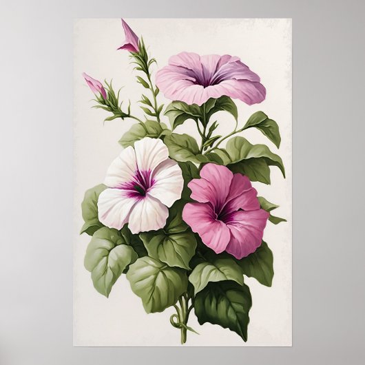 Roze Petunias Bloemenkunst Print Poster (Voorkant)