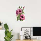 Roze Petunias Bloemenkunst Print Poster (Thuiskantoor)