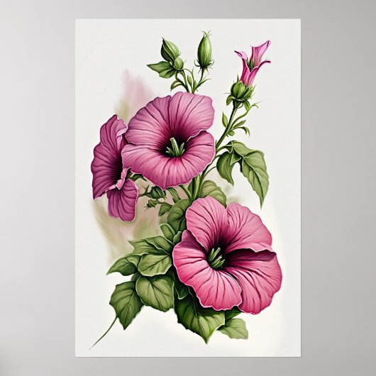 Roze Petunias Bloemenkunst Print Poster (Voorkant)