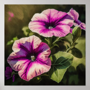Roze Petunias Bloemenkunst Print Poster