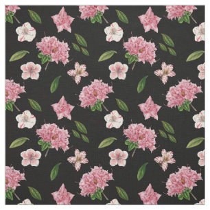 Roze Petunias en Azaleas Floral Stof