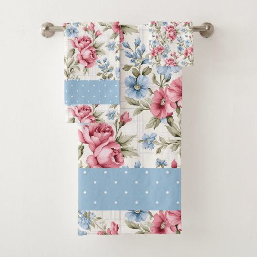 Roze petunia's en Sky Blue Daisies Bad Handdoek (Insitu)