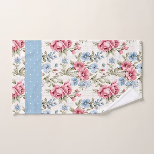 Roze petunia's en Sky Blue Daisies Bad Handdoek (Handdoek)