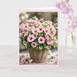 Roze Petunia's Gepersonaliseerde Verjaardag Retour Kaart