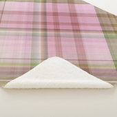 Roze Petunias Roze en Groen Plaid Sherpa Deken (3/4)
