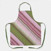 Roze Petunia's Roze en Groene Streep Schort (Voorkant)