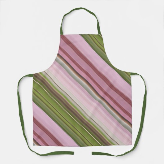 Roze Petunia's Roze en Groene Streep Schort (Voorkant)
