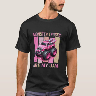 Roze peuter meisje monstertrucks zijn mijn jam gir t-shirt