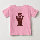 Roze Peuter Ruffle T-shirt met Beer (Voorkant)