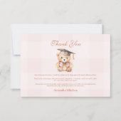 Roze peuter teddybeer afstuderen bedankkaart (Voorkant)