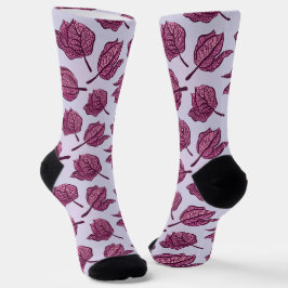 Roze Physalis Flower Pattern Pastel Botanical Sokken