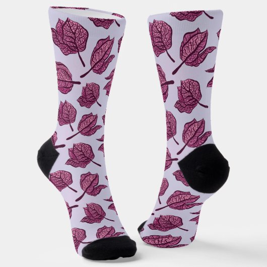 Roze Physalis Flower Pattern Pastel Botanical Sokken (Gebogen)